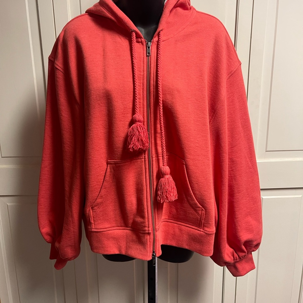 Orange Hooded Zip-Up Sweatshirt